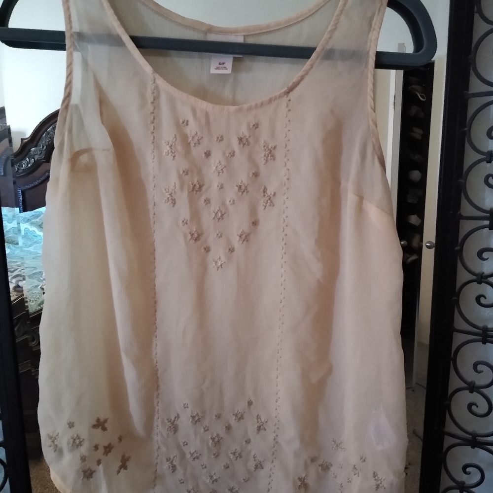 Mossimo Supply Co Sheer Embroidered Tank Top
